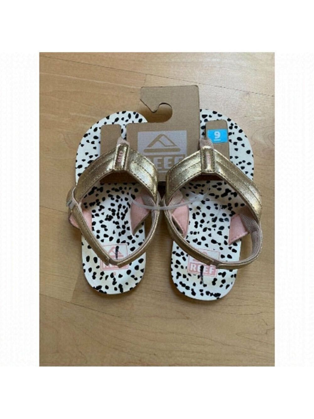 Reef BNWT girls flip flops slingback NEW gold